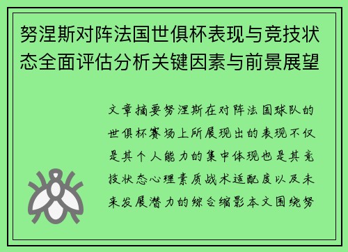 努涅斯对阵法国世俱杯表现与竞技状态全面评估分析关键因素与前景展望